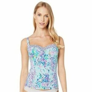 Lilly Pulitzer Hibiscus Tankini Swim top - Light Blue